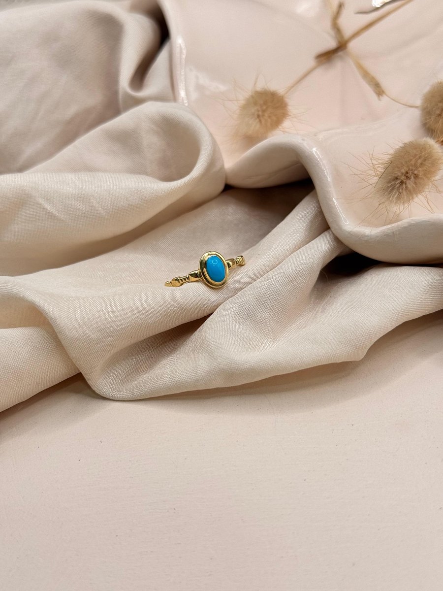 Turkuaz Mavi Taşlı Yüzük