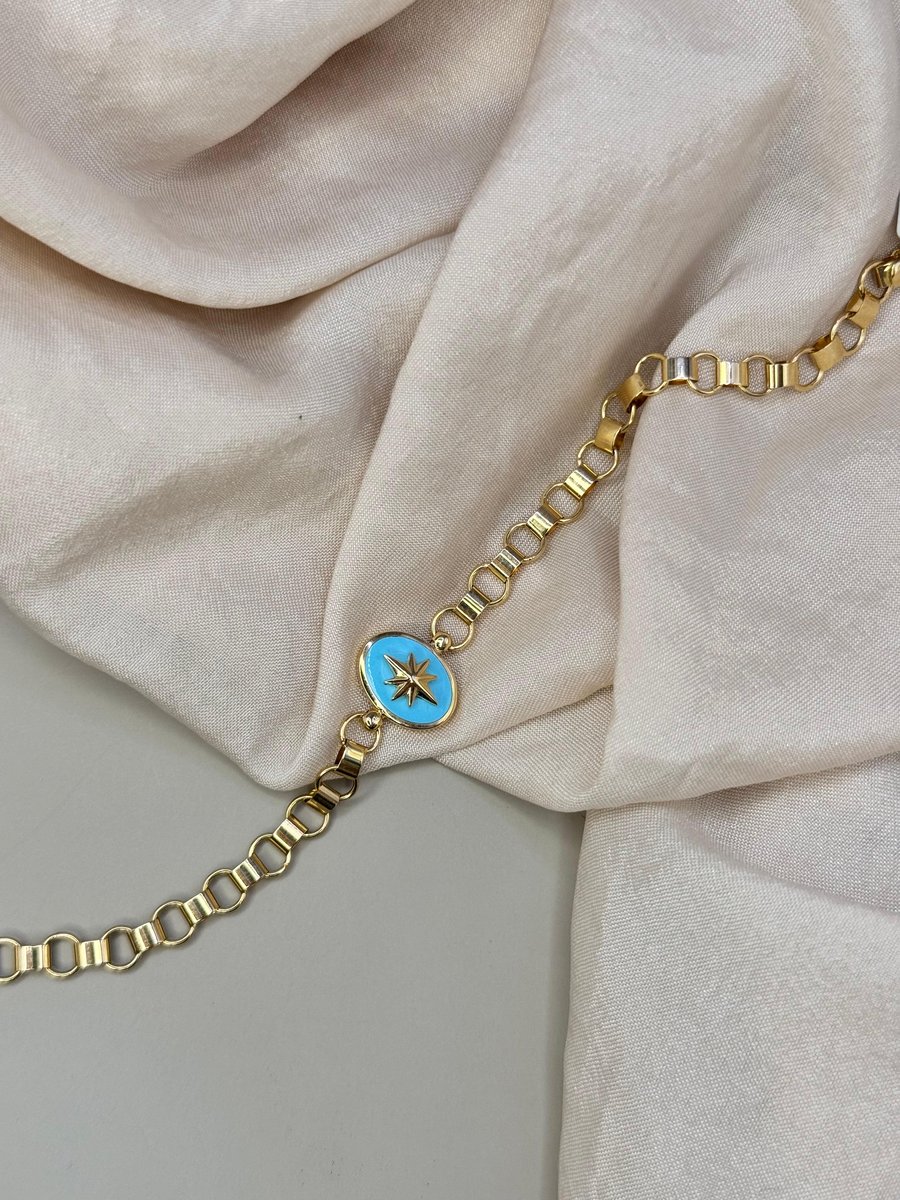 Mavi Mineli Kuzey Yıldızı Bileklik