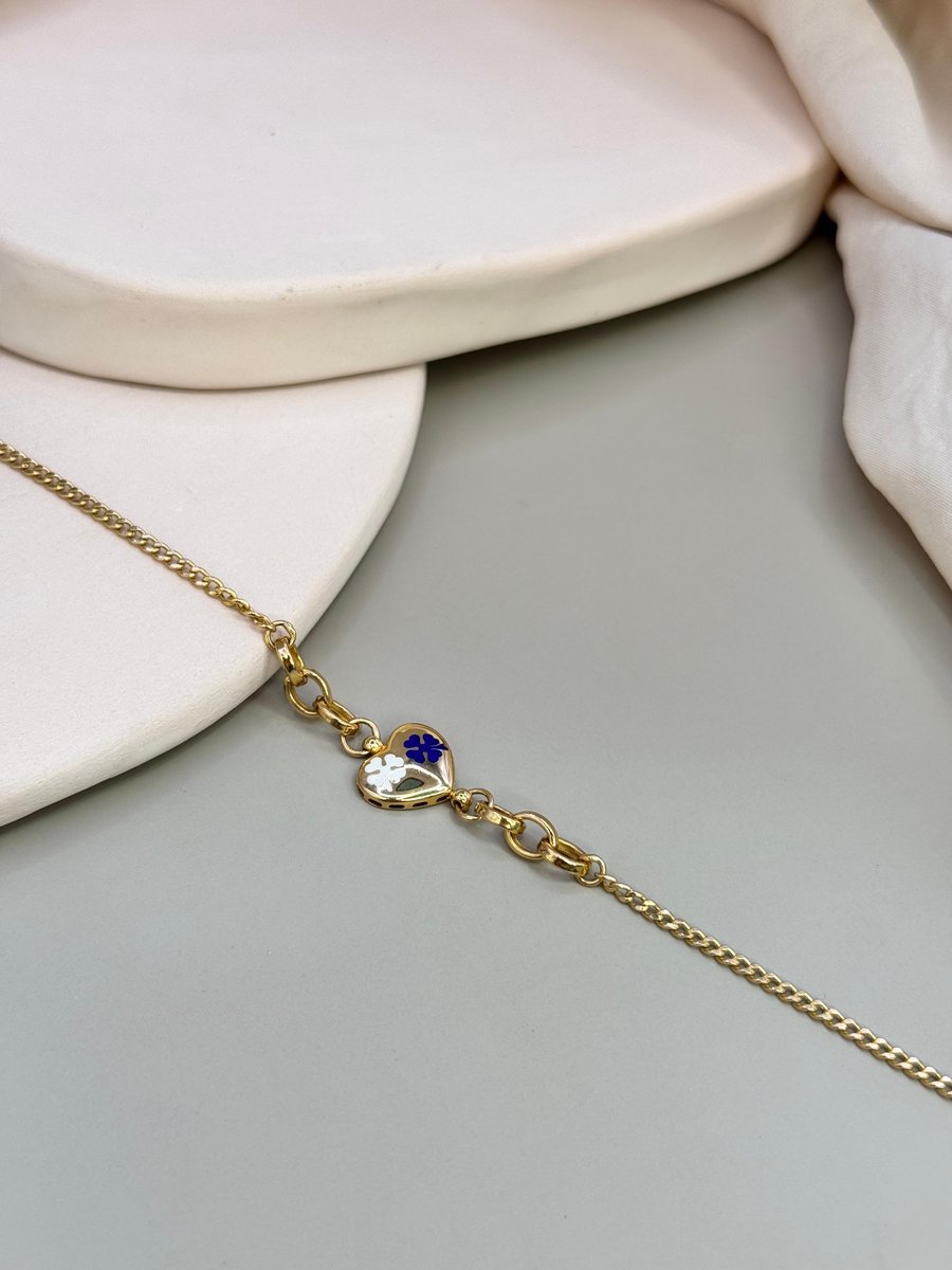 Yonca Mineli Kalp Bileklik