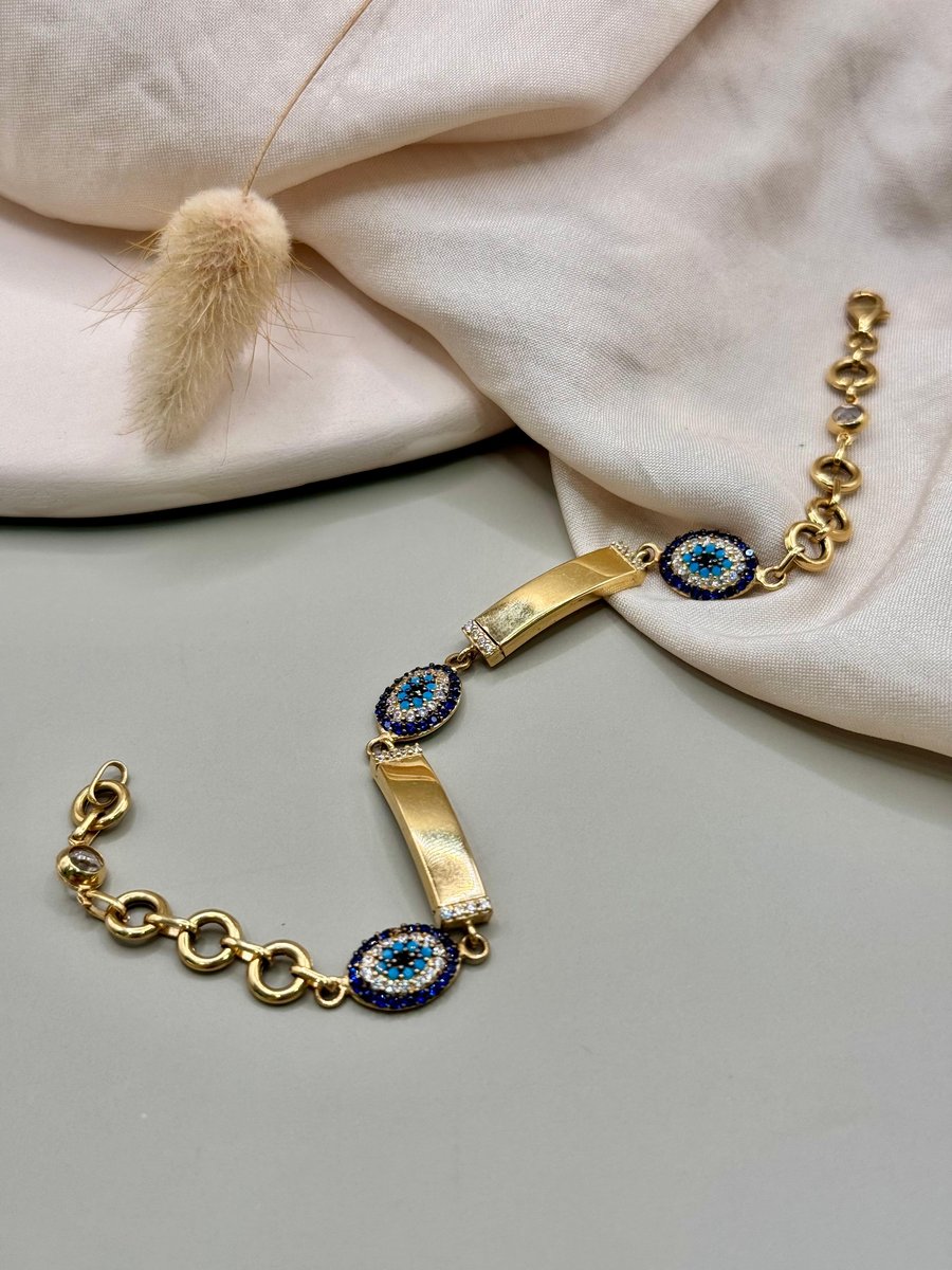 Nazar Boncuklu Plaka Bileklik