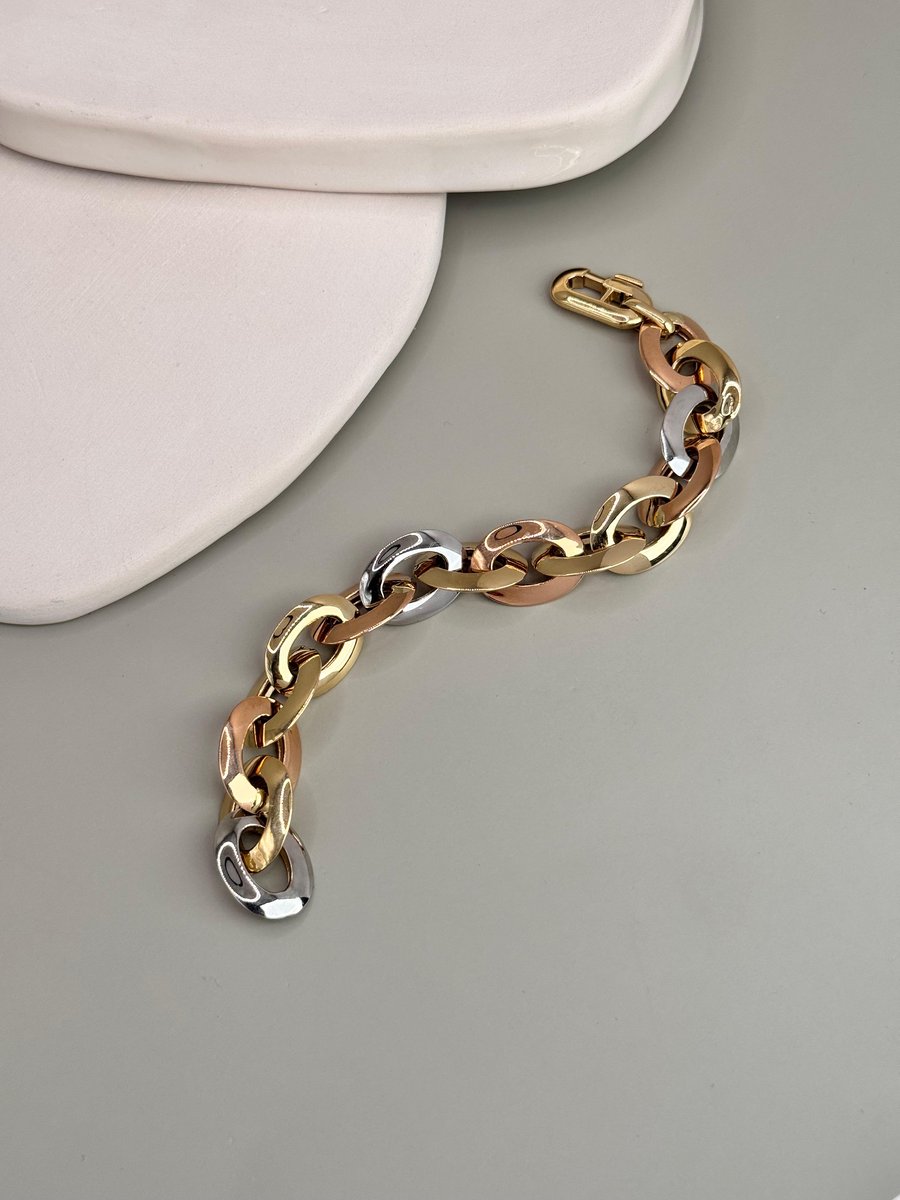 Geniş Halkalı 3Renk Zincir Bileklik