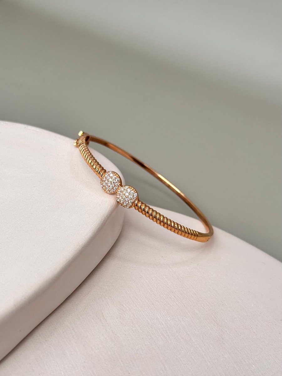 İki Noktalı Rose Gold Kelepçe