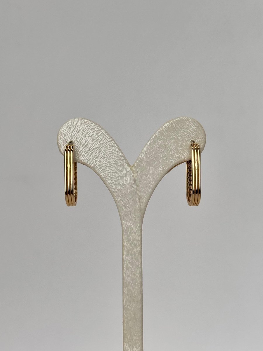 Çizgi Detaylı Dikdörtgen Küpe