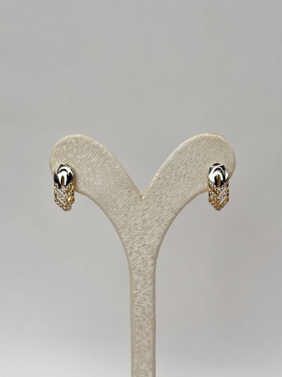 Balık Sırtı Detay Taşlı Küpe