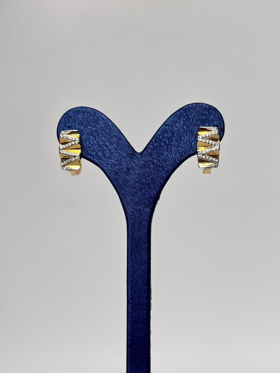 Taşlı Tasarım Zikzak Küpe